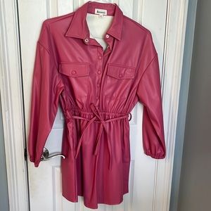 Pink leather type dress